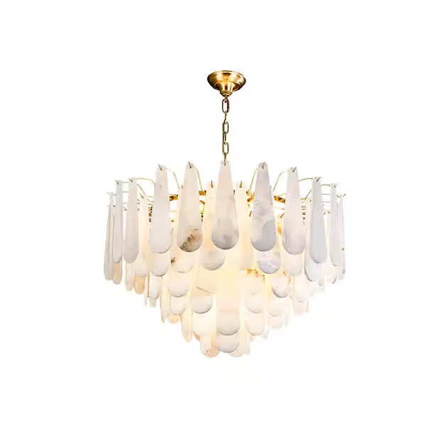 Modern Chandelier 31 in. 8-Lights Globe Gold Chandelier With Alabaster Shade, Chandelier for Dining Room, Living Room