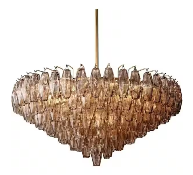 Modern Chandelier 37 in. 14-Lights Globe Gold Chandelier With Smoky Glass, Chandelier for Dining Room, Living Room