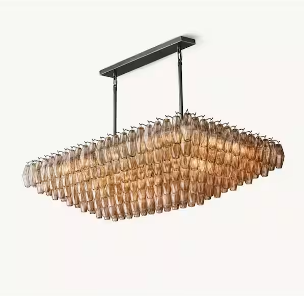 Modern Chandelier 54 in. 19-Lights Linear Black Chandelier With Smoky Glass, Chandelier for Dining Room, Living Room