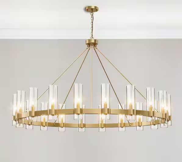 Modern Chandelier 60 in. 20-Light Gold Wagon Wheel Chandelier for Dinning Room, Kitchen Island, Foyer, Bedroom