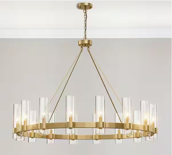 Modern Chandelier 48 in. 16-Light Gold Wagon Wheel Chandelier for Dinning Room, Kitchen Island, Foyer, Bedroom