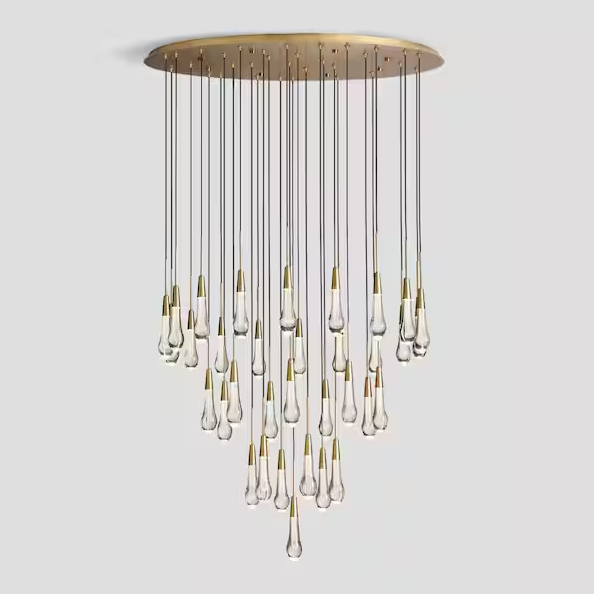 Modern Chandelier 36 in. 34-Lights LED Gold Chandelier for Staircase, Foyer, Living Room, Bulb Included