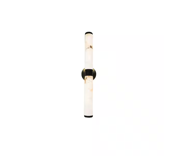 24 in. 1-Light Gold LED Wall Sconce, Natural Alabaster Modern Wall Light for Bedroom, Bathroom, Living Room
