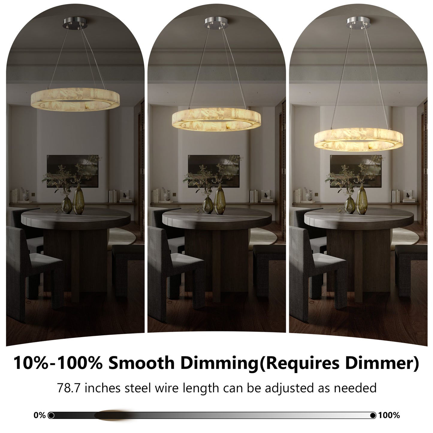 Modern Alabaster Chandelier 30 in. 1-Light Integrated LED White Round Chandelier for Living Room, Enterway, Foyer