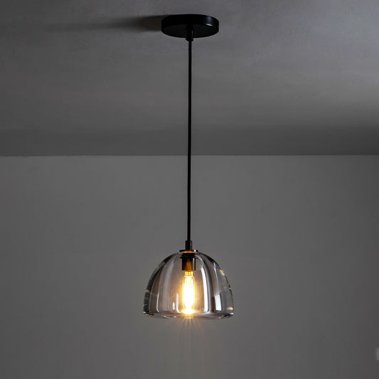 1-Light Farmhouse Black Pendent Light, Kitchen Island Lighting with Raindrop Glass Shade
