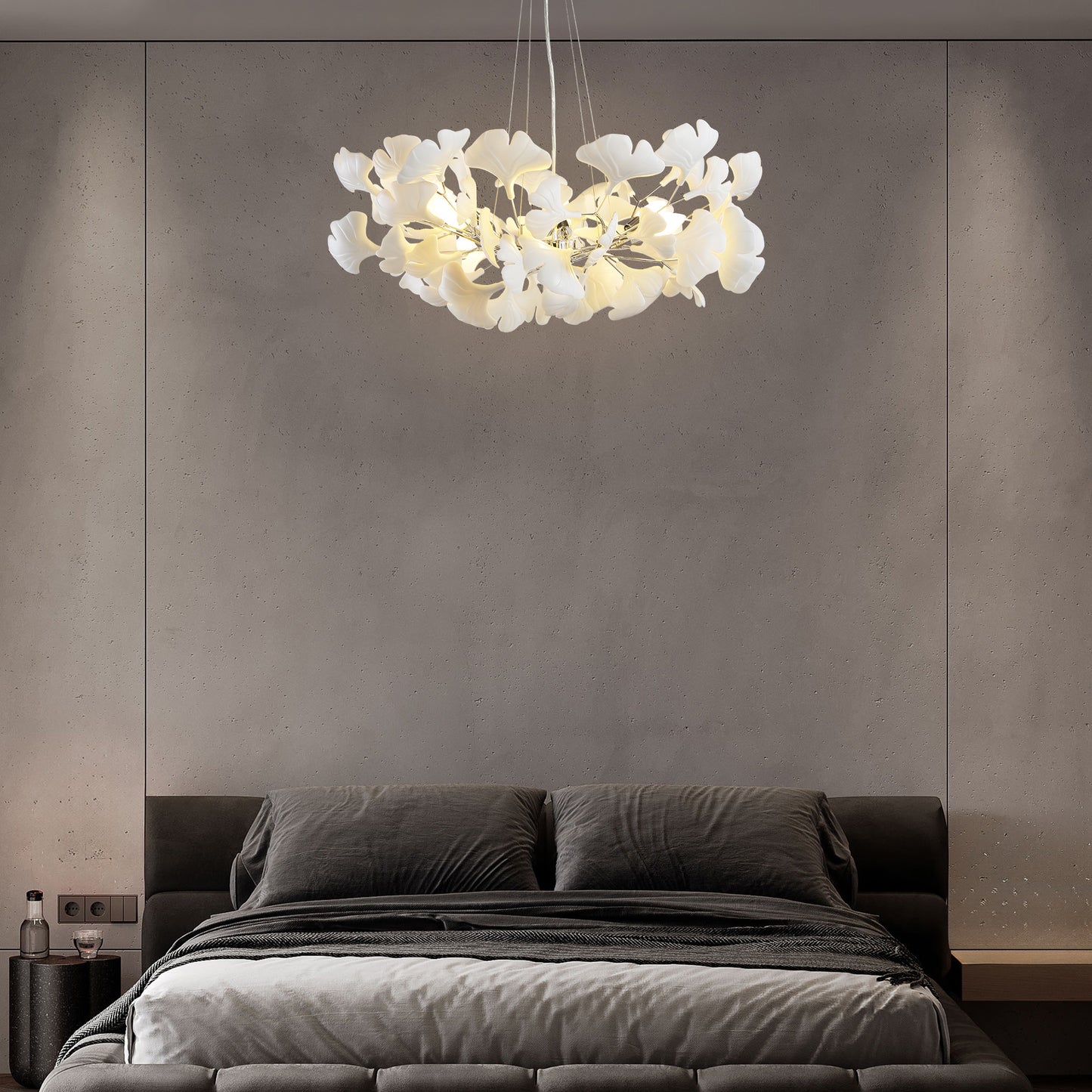 6 Light Silver Chandelier, Luxury Ginkgo Branch Chandelier for Living Room, Dining Room, Foyer, Kitchen Island-L31 in.