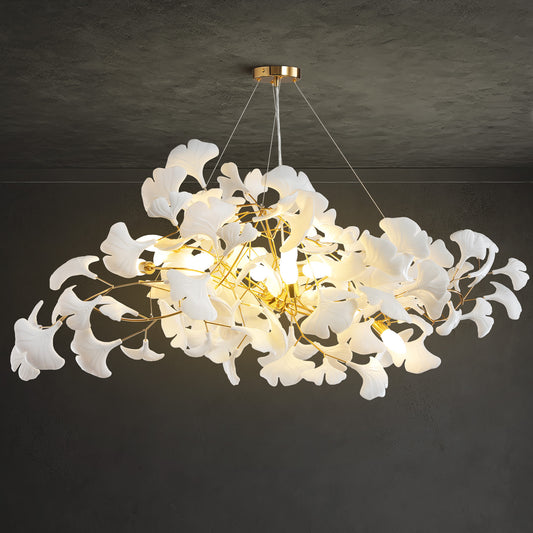 10 Light Gold Chandelier, Luxury Ginkgo Branch Chandelier for Living Room, Dining Room, Foyer, Kitchen Island-L59 in.