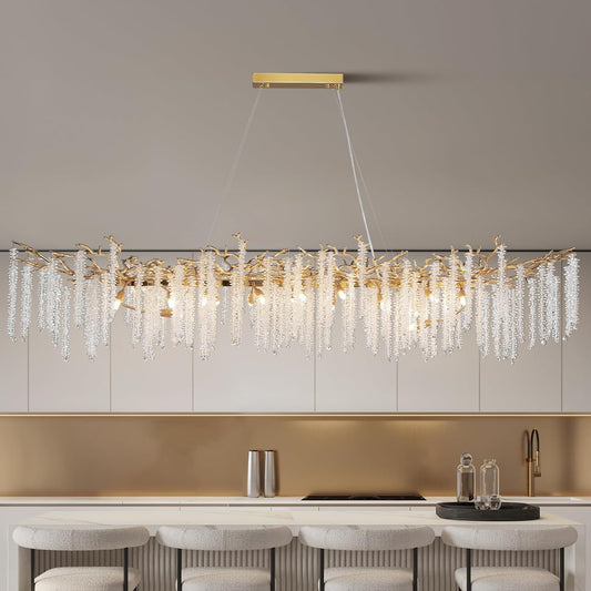 20-Light Gold Chandelier, Luxury Flush Mount Chandelier with K9 Crystal, for Dining Room, Living Room, Kitchen and Foyer