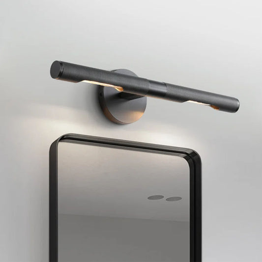 19 in. 2-Light Black Vanity Light, Mirror Wall Light with Solid Brass and Rotatable Knurled Lampshade (Bulbs Included)