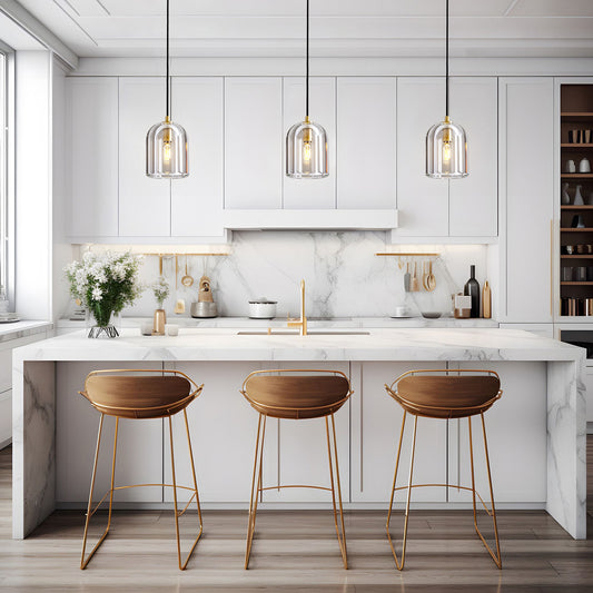 1-Light Gold Pendant Light, Modern Indoor Pendant Light with Crystal Shade for Kitchen Island, Dining Room, Living Room