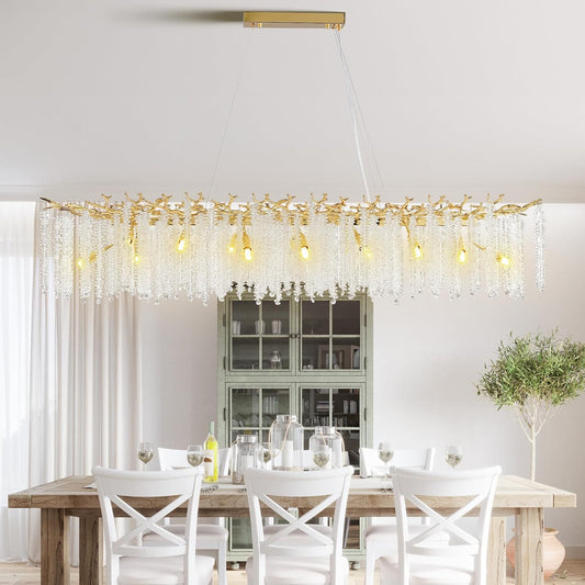 16-Light Gold Chandelier, Luxury Flush Mount Chandelier with K9 Crystal, for Dining Room, Living Room, Kitchen and Foyer