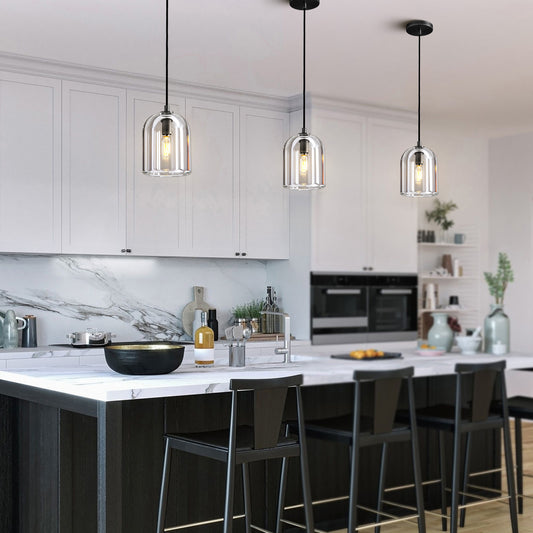 1-Light Black Pendant Light, Modern Indoor Pendant Light with Crystal Shade for Kitchen Island, Dining Room, Living Room