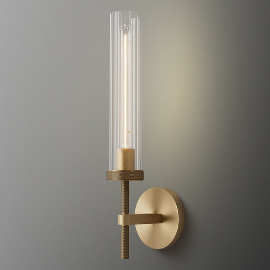 19 in. 1-Light Gold Wall Sconce, Modern Wall Light with Glass Tube for Living Room, Dining Room (1-Sets)