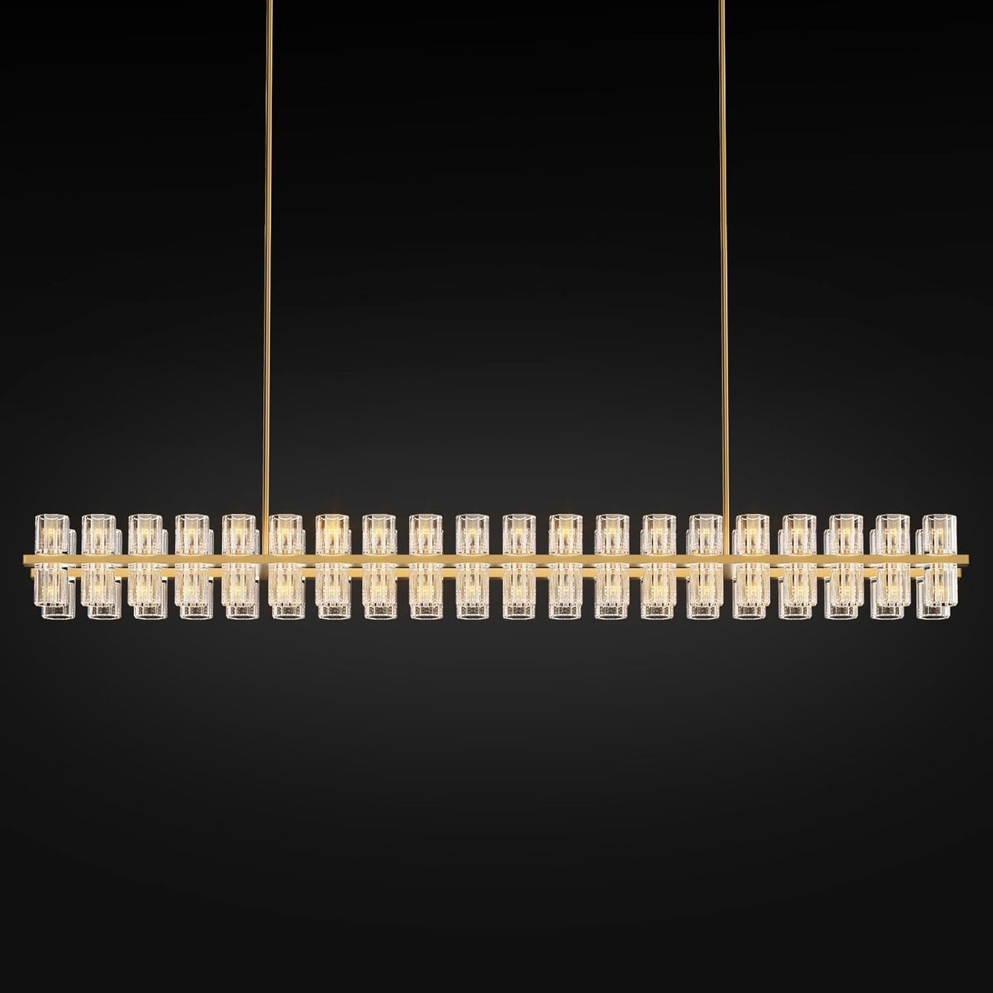 80-Light Gold Rectangular Chandelier, 72 in. Modern K9 Crystal Chandelier for Dining Room, Living Room, Foyer