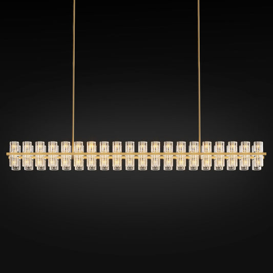 80-Light Gold Rectangular Chandelier, 72 in. Modern K9 Crystal Chandelier for Dining Room, Living Room, Foyer