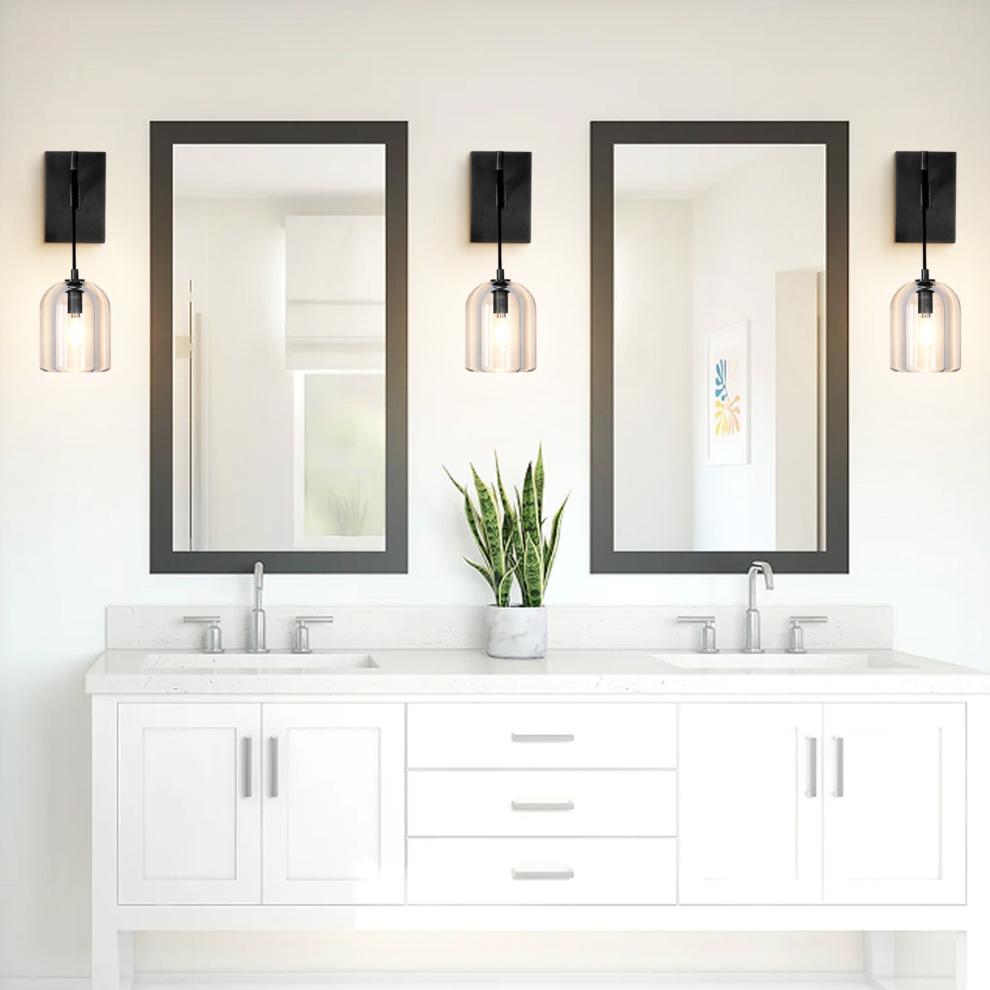 5.1in W 16.5 in. H 1-Light Black Modern Crystal Wall Sconce, Indoor Hemisphere Wall Lighting with Clear Crystal Shade
