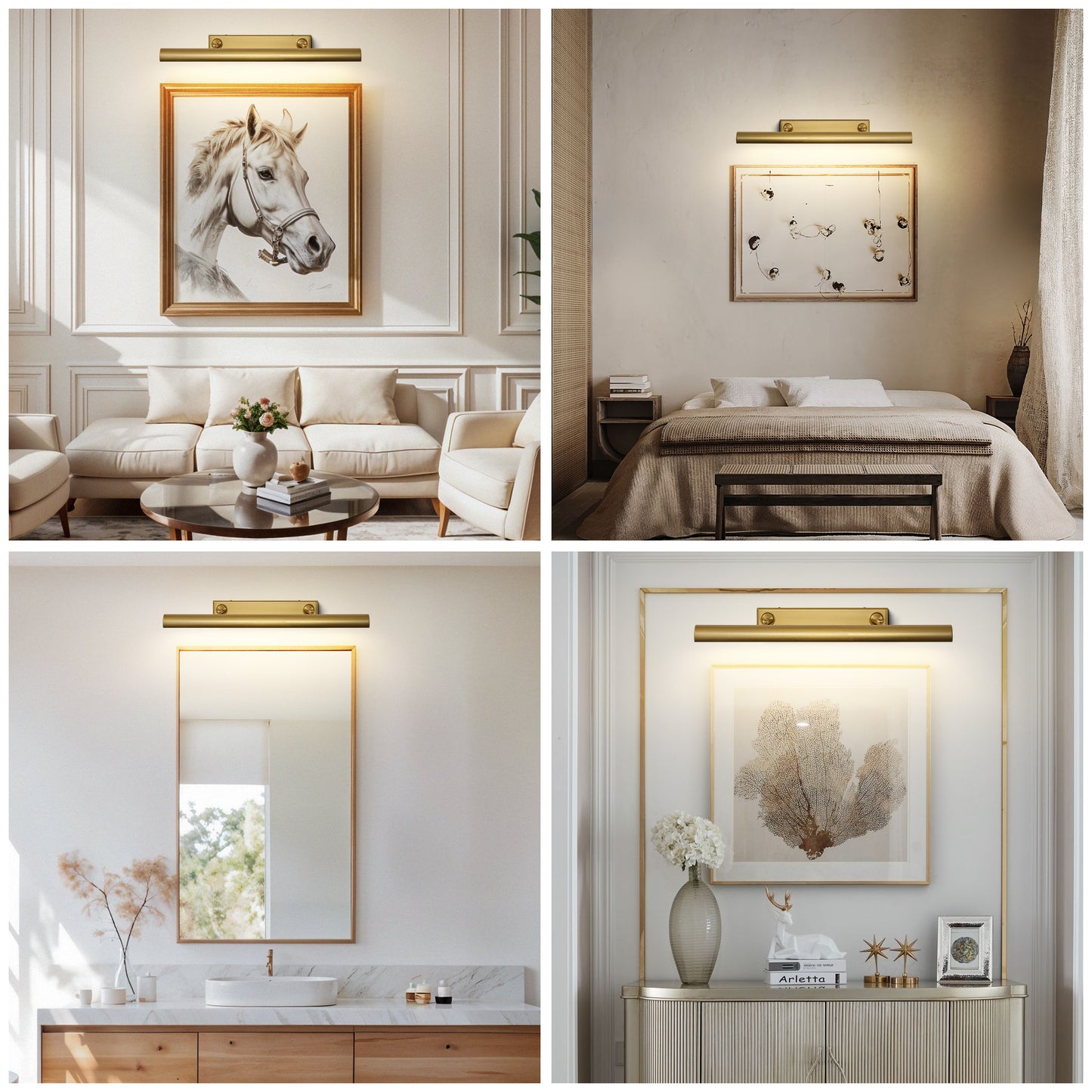 24 in. 1-Light Copper LED Vanity Light, Solid Brass Modern Wall Sconce (Set of 2)