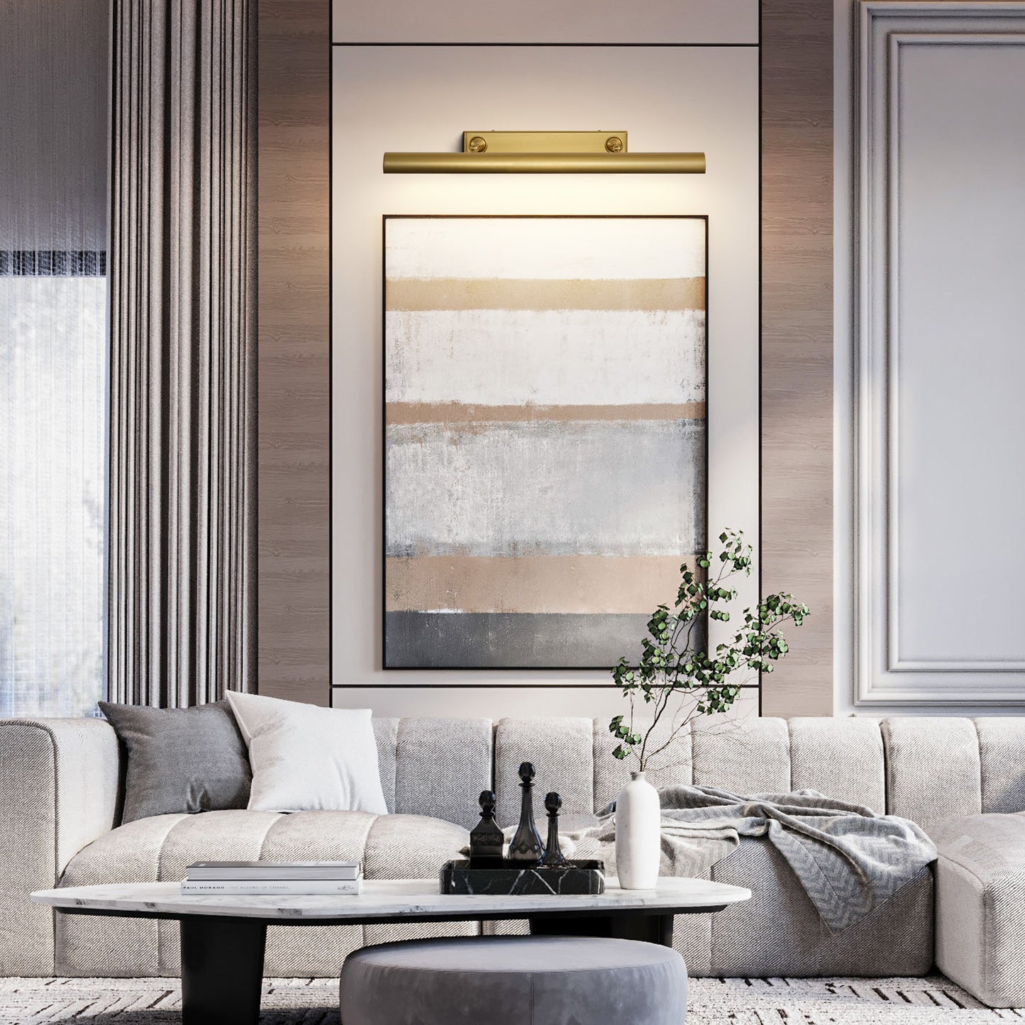 24 in. 1-Light Copper LED Vanity Light, Solid Brass Modern Wall Sconce (Set of 2)
