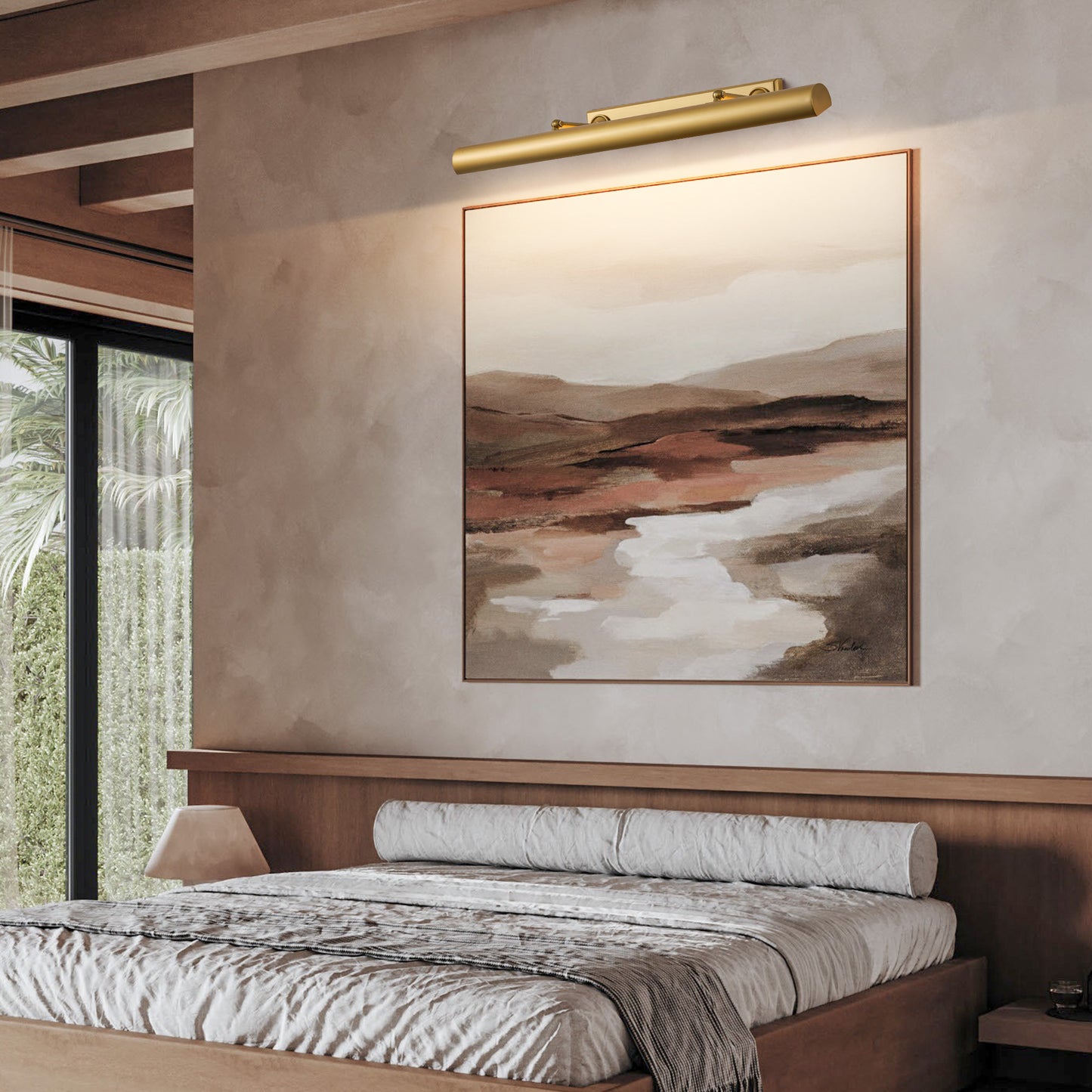 24 in. 1-Light Copper LED Vanity Light, Solid Brass Modern Wall Sconce (Set of 2)