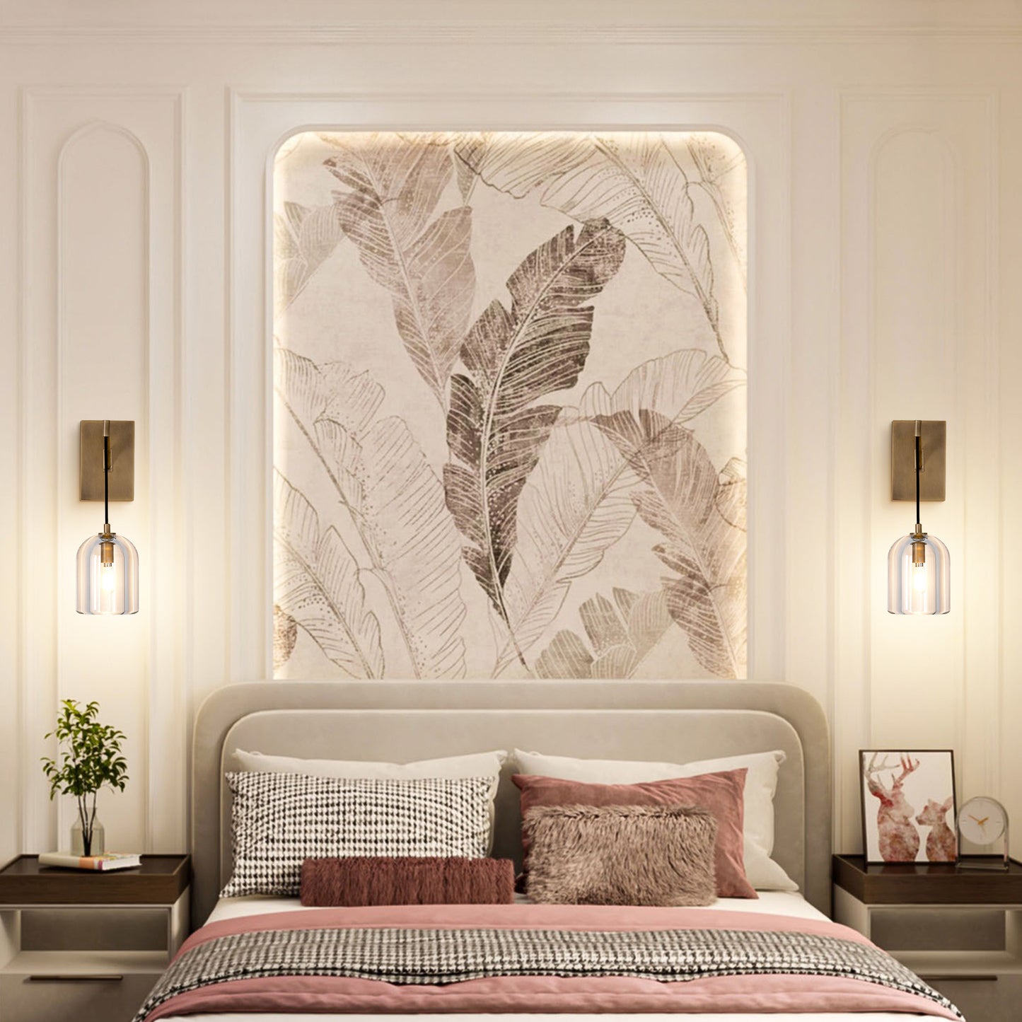 5.1 in. W 16.5 in. H 1-Light Gold Modern Crystal Wall Sconce, Indoor Hemisphere Wall Lighting with Clear Crystal Shade