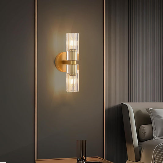 13 in. 2 Light Gold Wall Sconce with K9 Crystal Lampshade, Luxury Wall Light for Bedroom, Dining Room, Living Room