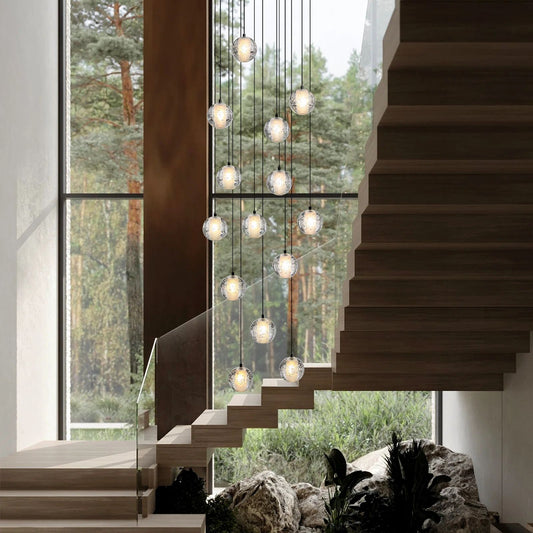 14-Lights Black Staircase Chandelier, Modern Pendant Light Fixture for Living Room, Bedroom, Dinning Room, Foyer