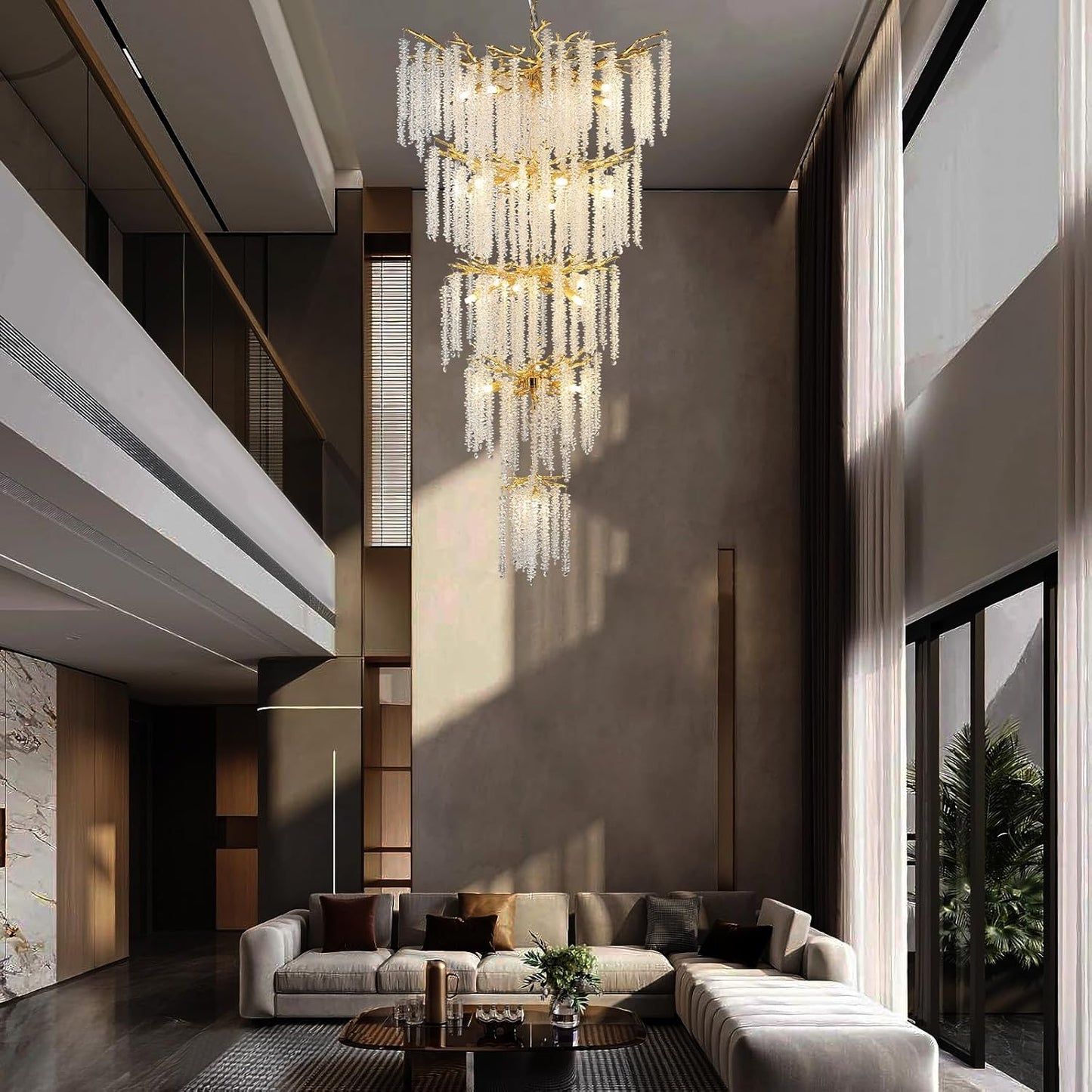 28-Lights Gold Luxury Crystal Chandelier for Dining Room, Living Room, Kitchen Island-No Bulbs Included