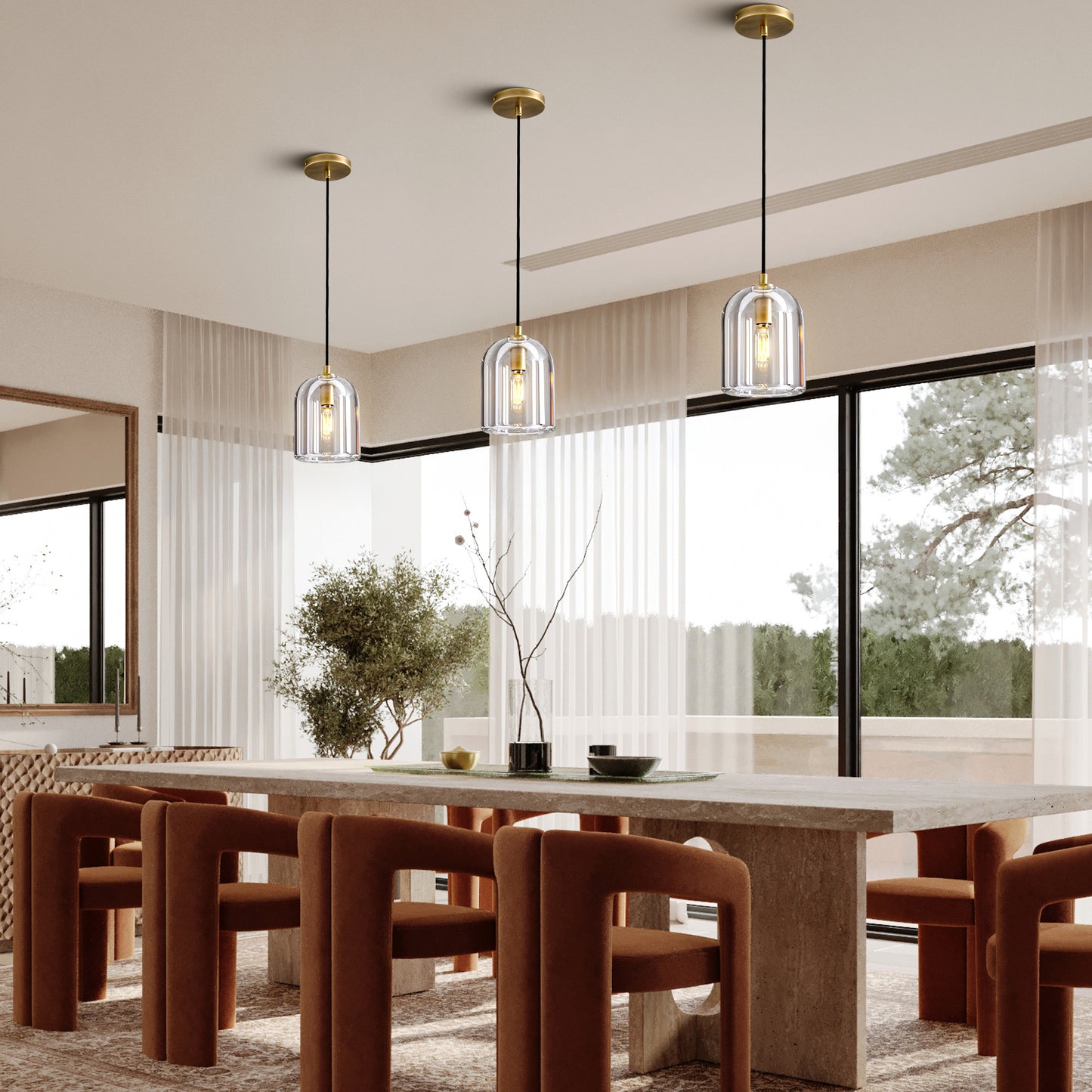 1-Light Gold Pendant Light, Modern Indoor Pendant Light with Crystal Shade for Kitchen Island, Dining Room, Living Room