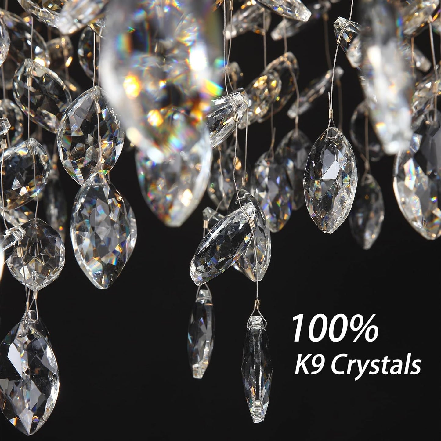 23.6 in. 9-Lights Silver Luxury Crystal Globe Chandelier Modern Branch Chandelier for Dinning Room, Kitchen, Living Room