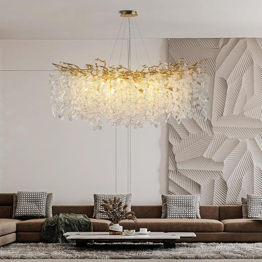 Modern Chandelier 47.2 in.18-Lights Gold Crystal Globe Chandelier for Dining Room, Living Room, Kitchen Island, Foyer