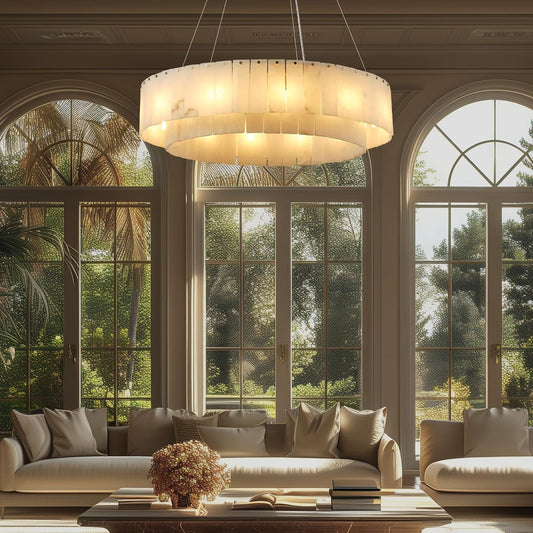 10-Light White Alabaster Chandelier, Modern Round Chandelier for Dining Room, Living Room, Kitchen Island