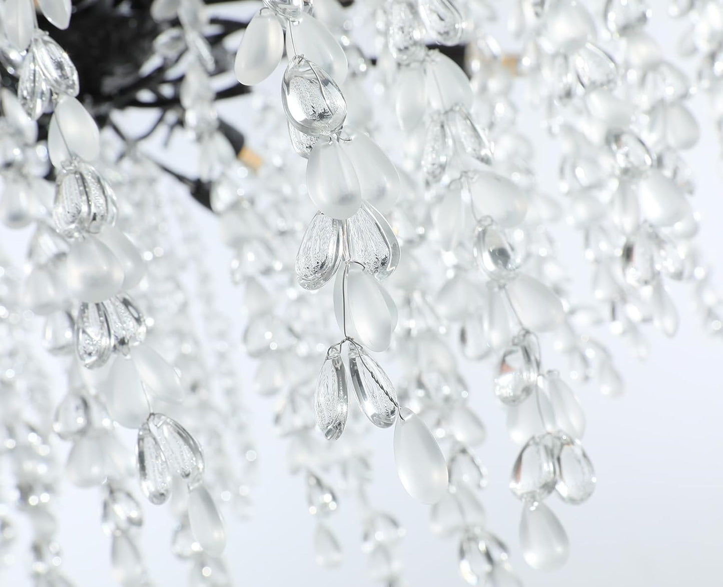 24" 8-Light Modern Crystal Chandelier Black Tree Branch Round Chandelier for Dining Room, Living Room, Bedroom, Entryway