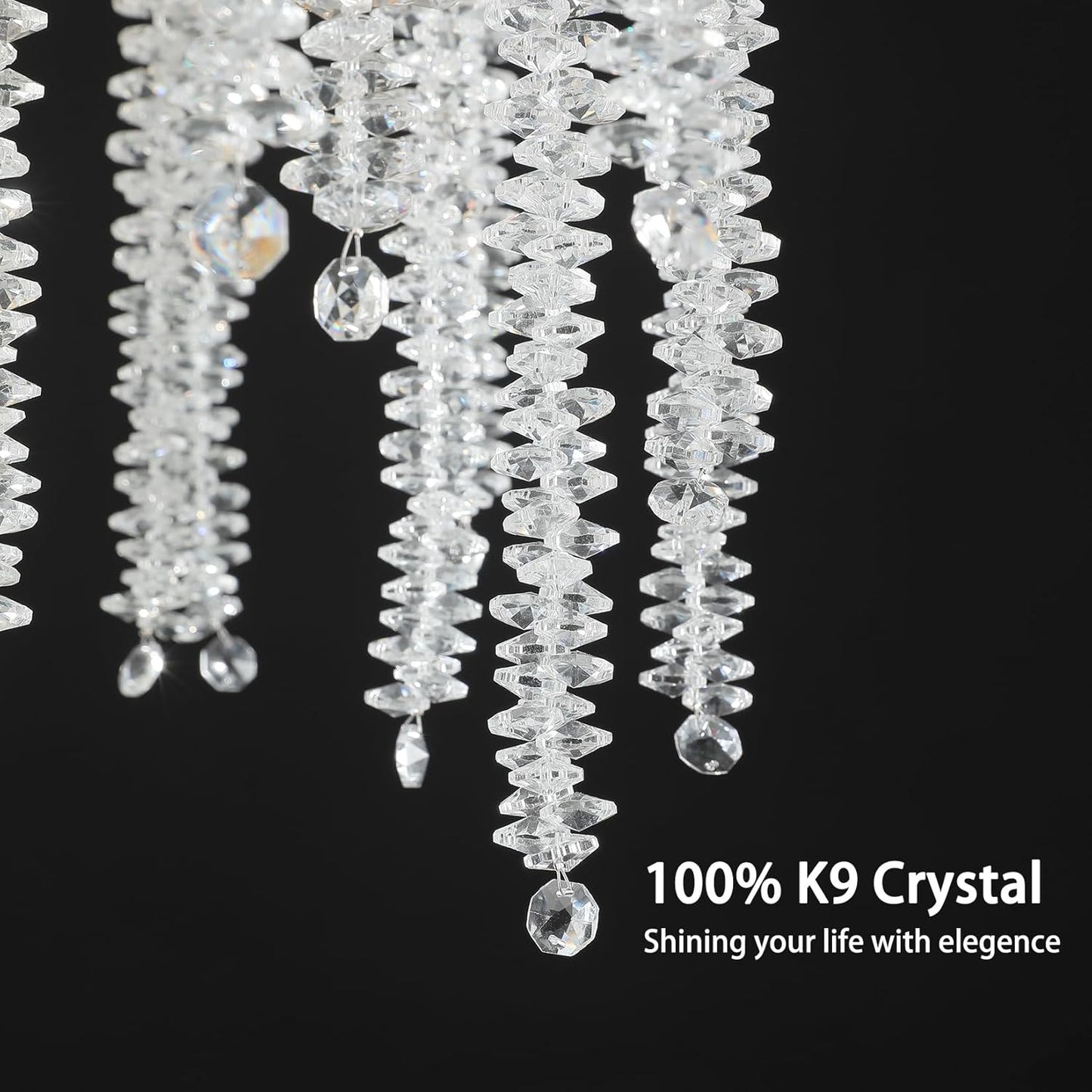 30 in. 10 Light Modern Crystal Chandelier,Silver Round Luxury Tree Branch Chandelier for Dining Room,Living Room,Bedroom