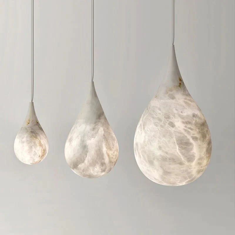 Alabaster Teardrop Pendant Light 7"D