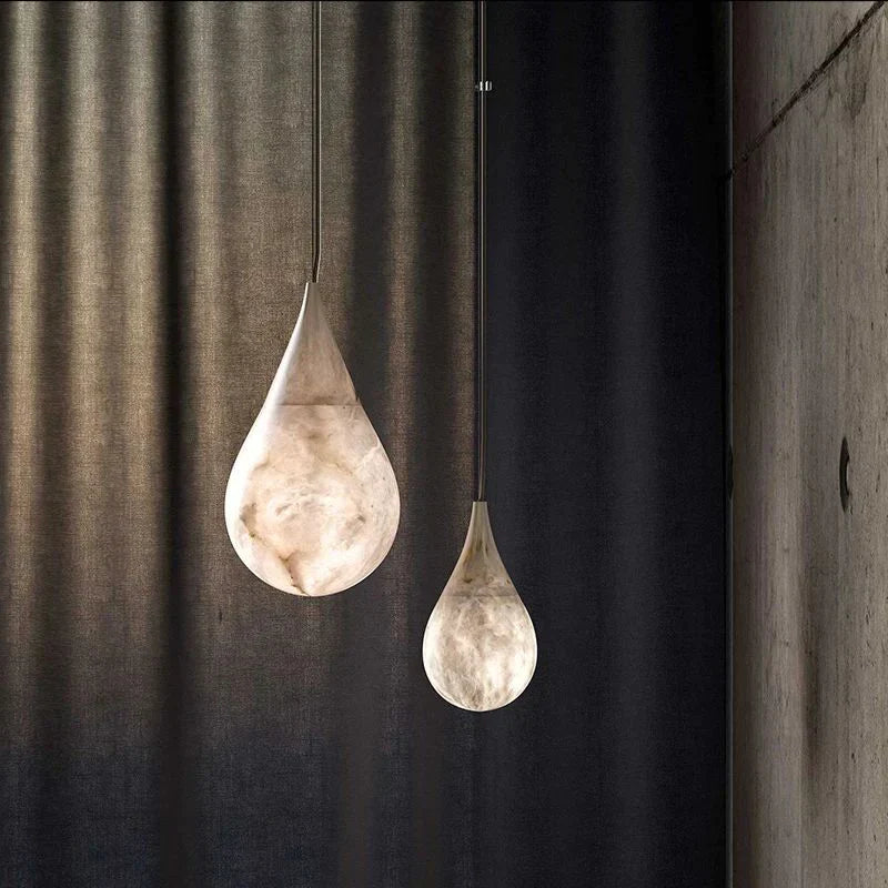 Alabaster Teardrop Pendant Light 7"D