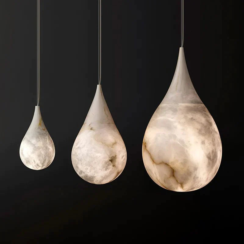 Alabaster Teardrop Pendant Light 7"D