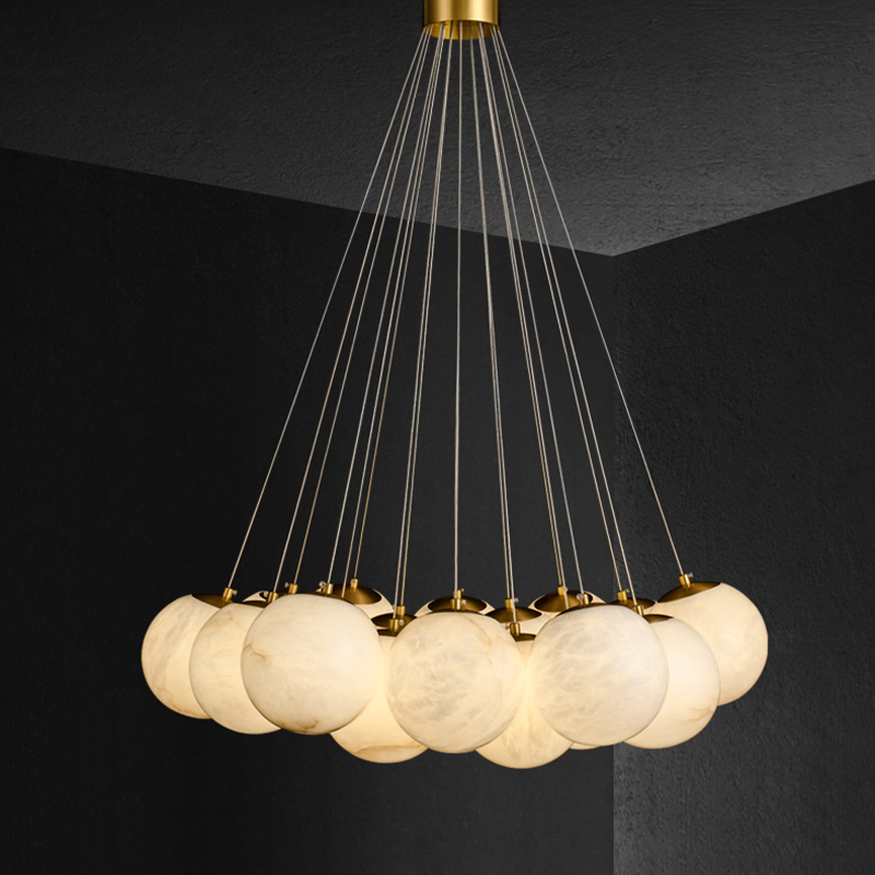 Alabaster Globe Art Pendant Chandelier