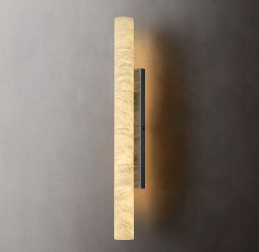 36 in. 1-Light Black LED Wall Sconce, Natural Alabaster Modern Wall Light for Bedroom, Bathroom, Living Room