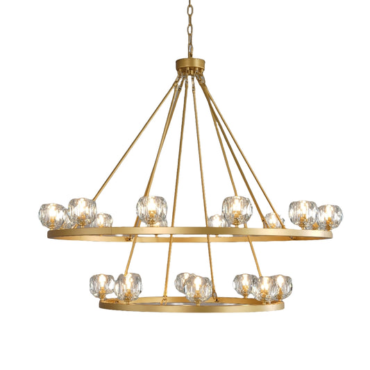 Modern Chandelier 48 in. 30-Light Gold Wagon Wheel Chandelier for Dinning Room, Kitchen Island, Foyer, Bedroom