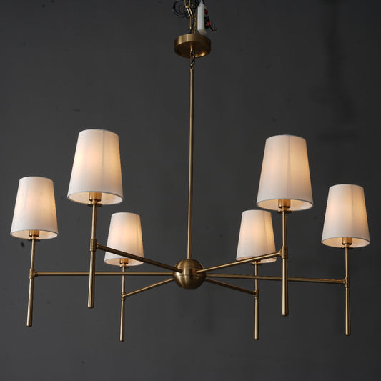 Modern Chandelier 42 in. 6-Light Gold Fabric Shaded Chandelier for Dinning Room, Living Room, Kitchen Island