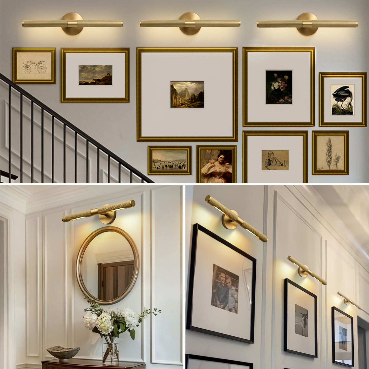 24 in. 1-Light Gold Wall Sconce, Picture Lights for Wall, Modern Wall Light for Living Room, Bathroom, Bedroom