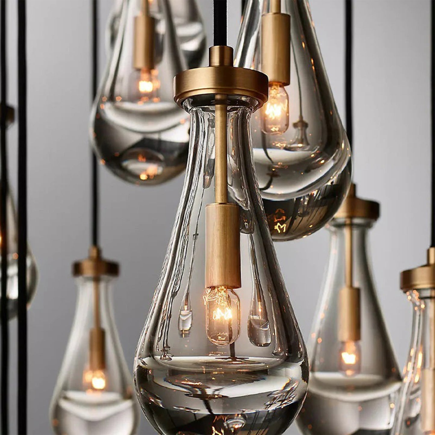 Farmhouse Chandelier 100 in. H 7-Lights Raindrop Gold Chandelier for Staircase, Foyer, Living Room, Bulb Included