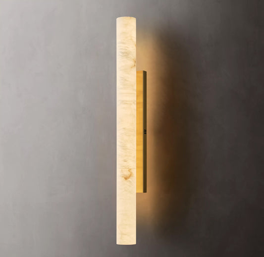36 in. 1-Light Gold LED Wall Sconce, Natural Alabaster Modern Wall Light for Bedroom, Bathroom, Living Room
