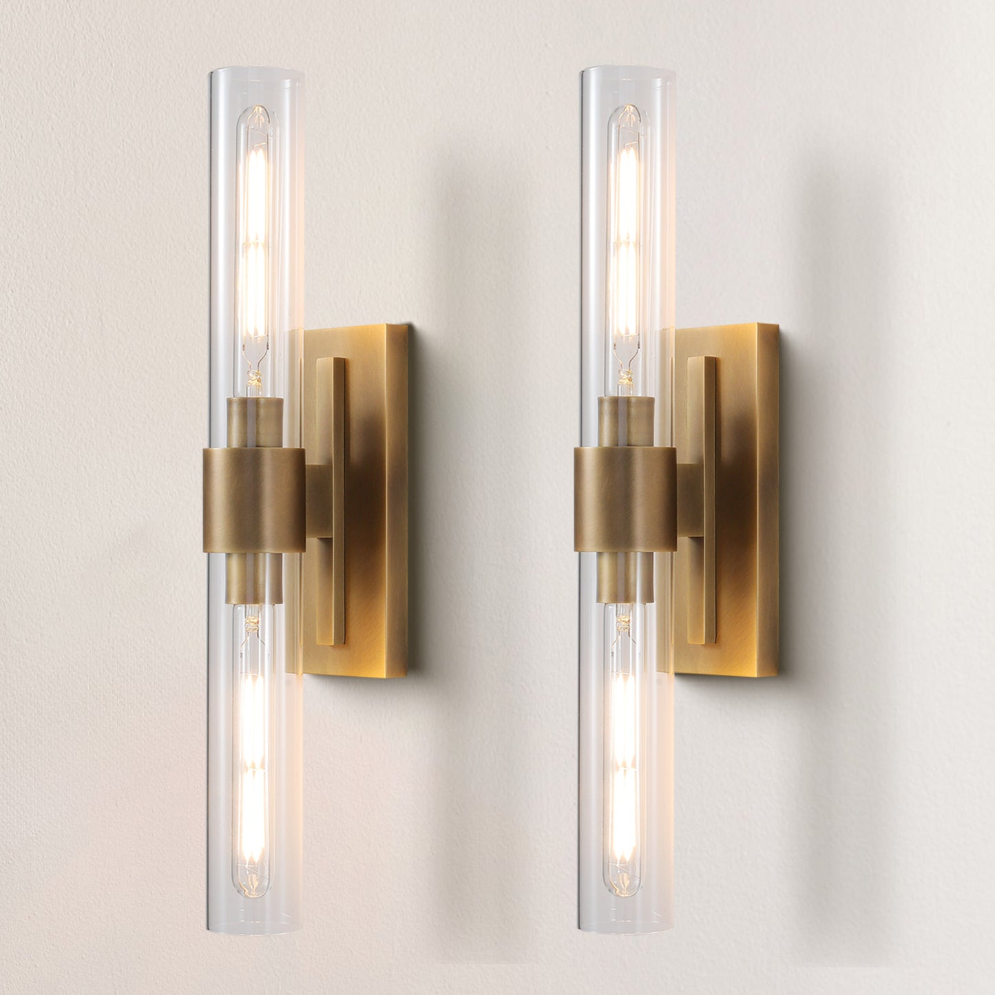 24.8 in. 2-Light Antique Gold Wall Sconce, Vanity light, Modern Wall Light for Living Room, Bathroom, Bedroom (Set of 2)