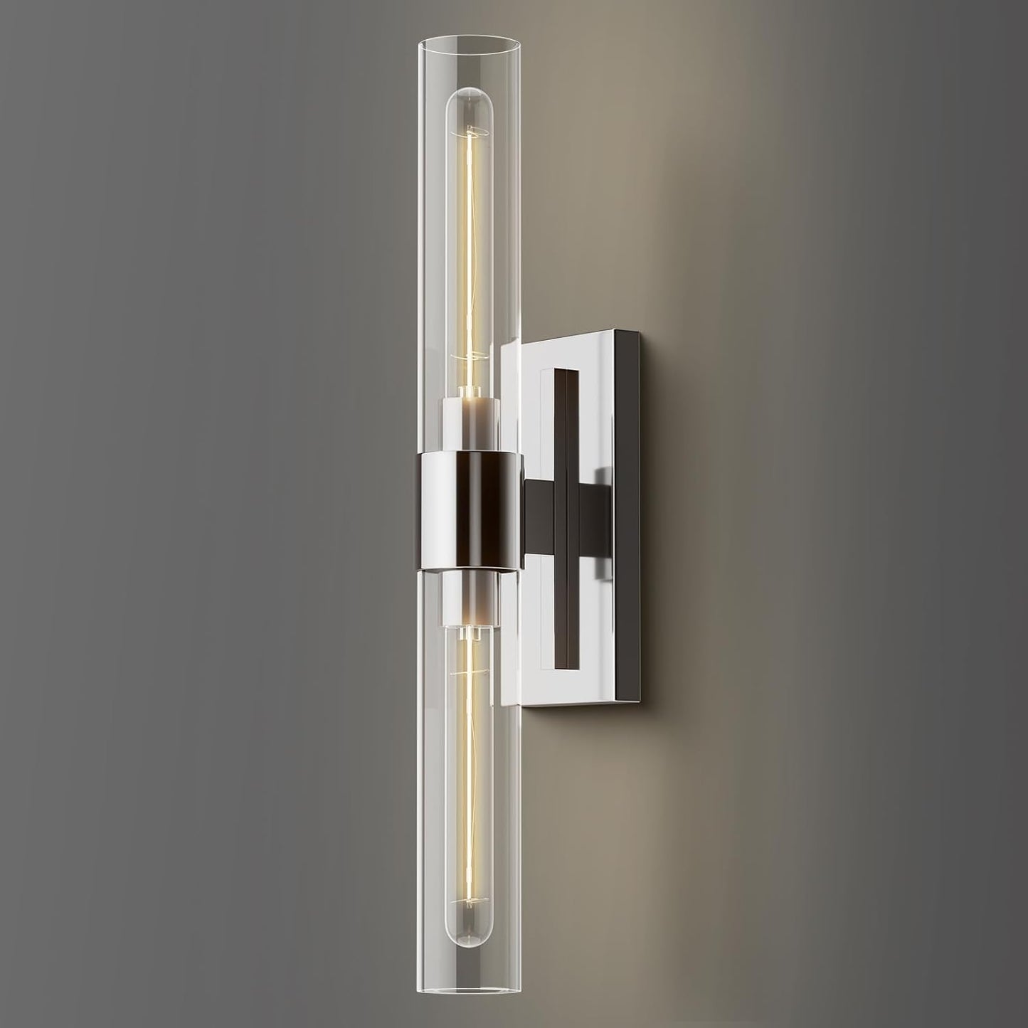 24.8 in. 2-Light Nickel Wall Sconce, Vanity light, Modern Wall Light for Living Room, Bathroom, Bedroom (Set of 2)