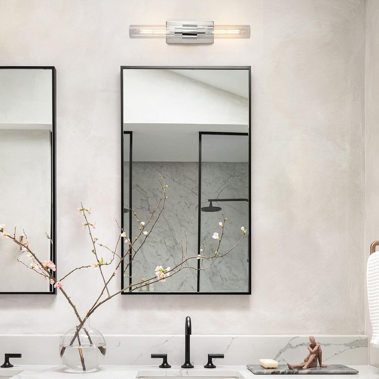 24.8 in. 2-Light Nickel Wall Sconce, Vanity light, Modern Wall Light for Living Room, Bathroom, Bedroom (Set of 2)