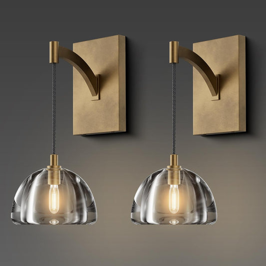 7 in. Modern 1-Lights Gold Vanity Light with Luxury Crystal Shade (Set of 1)