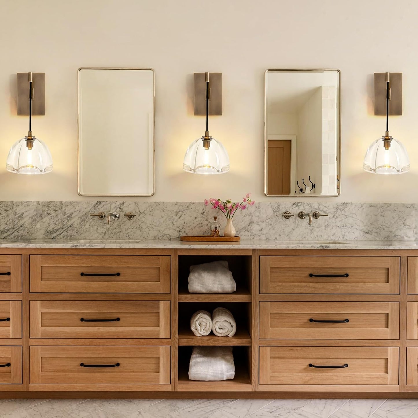 7 in. Modern 1-Lights Gold Vanity Light with Luxury Crystal Shade (Set of 1)