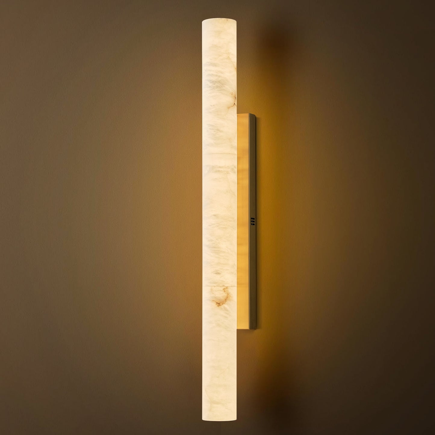 36 in. 1-Light Gold LED Wall Sconce, Natural Alabaster Modern Wall Light for Bedroom, Bathroom, Living Room