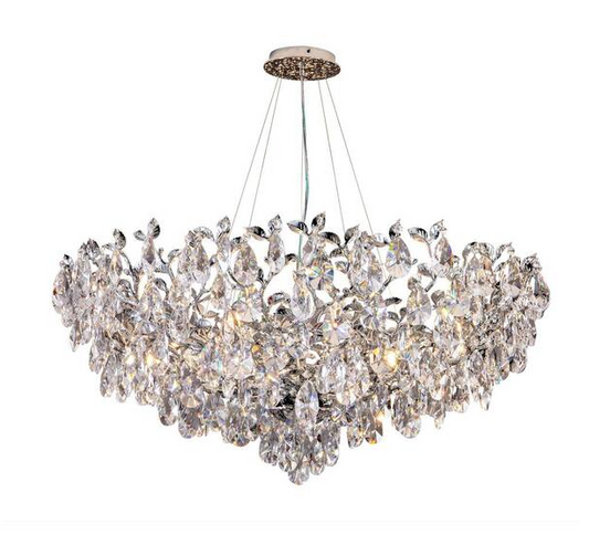 Modern Chandelier 31 in.10-Lights Silver Luxury Crystal Globe Chandelier for Dinning Room, Kitchen Island, Foyer